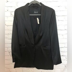 Madewell Black Oversized Satin Blazer size 2 NWT